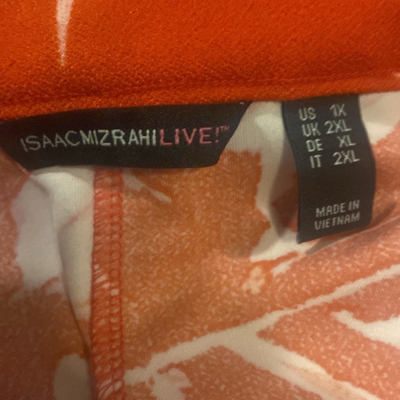 Isaac Mizrahi Pebble Knit Wide-Leg Pants Red/Orange Floral_Womens_1X - Picture 6 of 8